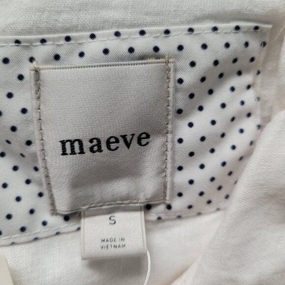 NWT The Bettina Linen Blend Tiered Mini Shirt Dress by Maeve Size S Ivory - Picture 6 of 6